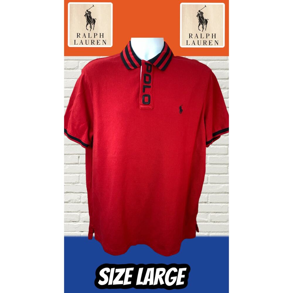 POLO RALPH LAUREN Tipped Collar Mesh Polo Red Large